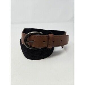 OLD NAVY WIDE STATEMENT BROWN & BLACK STRETCH BELT WOMEN M/L COTTON FAUX LEATHER